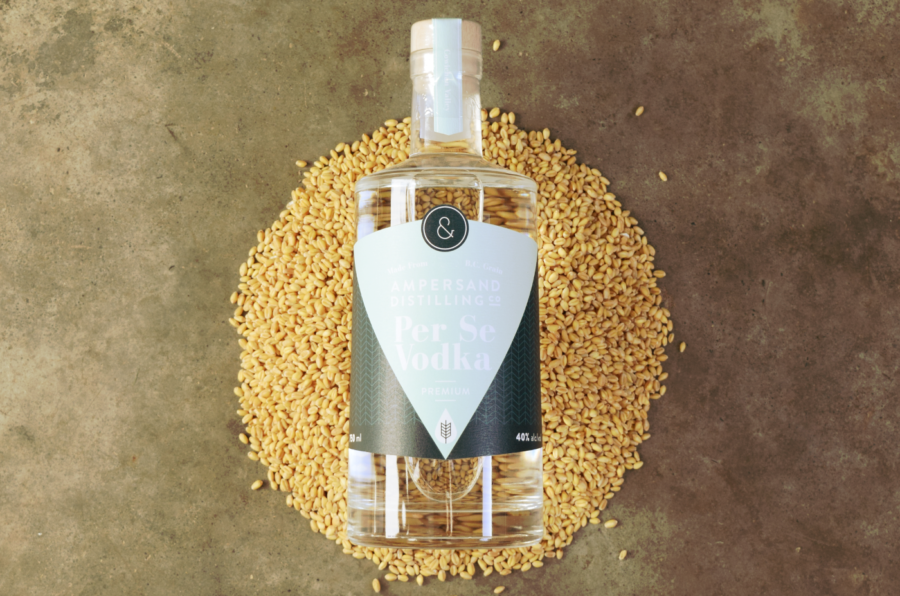 ampersand gin on bed of grain